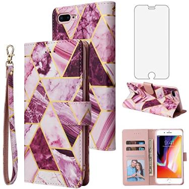 Imagem de Asuwish Capa carteira compatível com iPhone 7 Plus, 8 Plus, 7/8 Plus, protetor de tela de vidro temperado, porta-cartões, acessórios de celular, capa para celular para iPhone 7s 7s + 7+ 8s 8+ Phones8