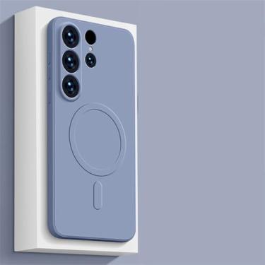 Imagem de Capa de carga magnética sem fio de silicone líquido para Samsung S24 S23 Ultra S22 S21 Plus FE A15 A35 A55 A05S Capa traseira à prova de choque, cinza azul, para Samsung S23 FE