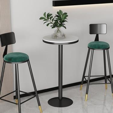 Imagem de Mesa de bistrô redonda para pequenos espaços, mesa alta de pub bistrô com base estável antiderrapante, mesa de jantar de mármore para sala de estar, mesa de pátio de restaurante