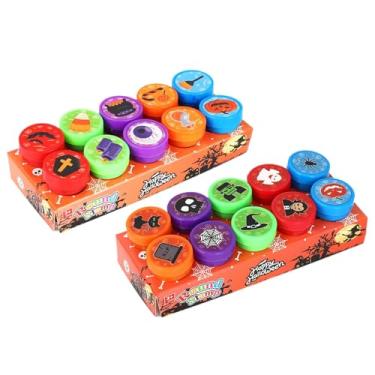 Imagem de Deevoka Kit de carimbos de Halloween com 20 peças, para carimbos autoentintados de Halloween para crianças, bugigangas de Halloween práticas e portáteis