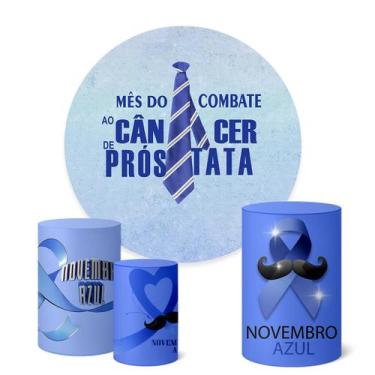 Imagem de Trio Capas Cilindro + Painel Redondo 1,50m Novembro Azul - Fadrix, K1N
