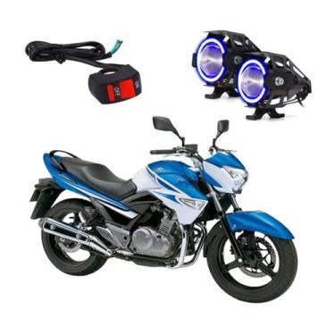 Imagem de Par Farol de Milha Angel Eye U7 Azul para Moto Suzuki Inazuma 250 CC 2