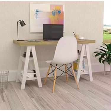 Imagem de Escrivaninha Cavalete 135cm em Tamburato Art Olmo/Branca