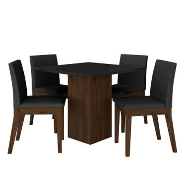 Imagem de Mesa De Jantar Quadrada Com 4 Cadeiras Moscou Imbuia/preto/preto - M.a Imbuia/preto/preto 06
