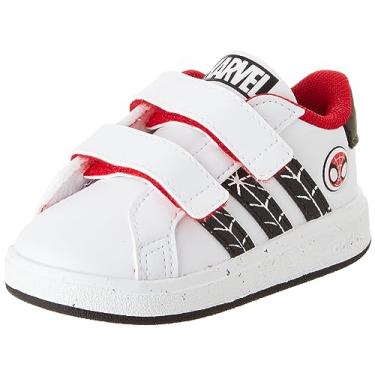 Imagem de adidas Tênis infantil unissex GRAND COURT Sustainable Lifestyle Court Hook and Loop, Branco/Preto/Better Scarlet, 26 BR