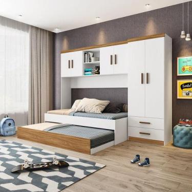 Imagem de Jogo De Quarto Completo Modulado Solteiro Juvenil Lara 3 Pçs Nature/Br