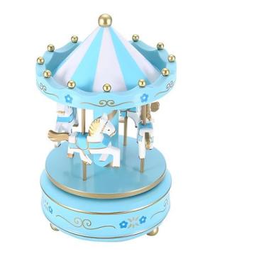Imagem de carrossel brinquedo decora estante quarto caixinha azul - ZEM