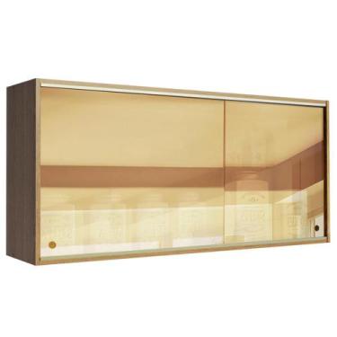 Imagem de Armário de Cozinha Aéreo 2 Portas de Correr de Vidro Reflex Rustic Emi