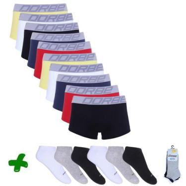 Imagem de Kit 10 Sungão Algodão + 6 Pares Meia Soquete Dorbe, P