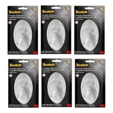 Imagem de Kit 6 Gancho Adesivo Grande 3M Scotch Fixação Permanente Suporta até 3