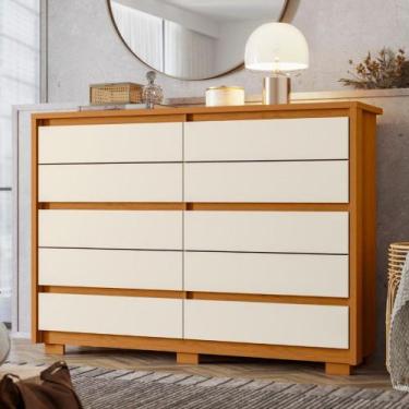 Imagem de Cômoda 10 Gavetas Duetto Albatroz, Cinamomo/Off White