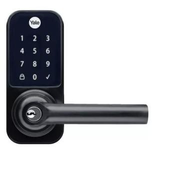 Imagem de Fechadura Digital Ydl 120 Preta Maçaneta Senha Chave Yale