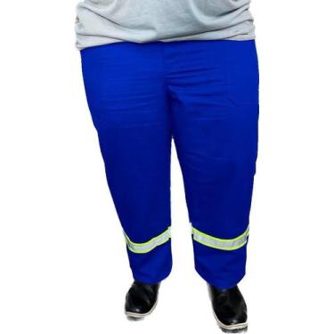 Imagem de Calça Plus Size REFORÇADA de Brim Pesado com Faixa Refletivo Uniforme 
