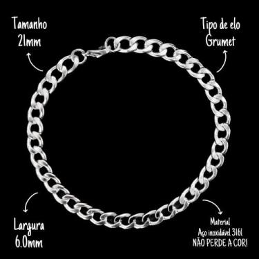 Imagem de Pulseira Aço Inox 6mm Grumet Bracelete Masculino Original - EEA SEMI J