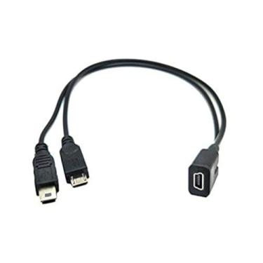 Imagem de Duttek cabo mini USB Y divisor, mini USB fêmea para micro USB macho e mini USB macho 2 em 1 divisor macho para fêmea cabo de carregamento - preto (10 pol. / 30 cm)