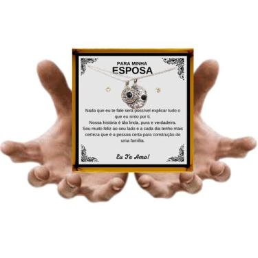 Imagem de Colar Magnético Eu Te Amo 100 Idiomas Sol e Lua Presente Aniversário E