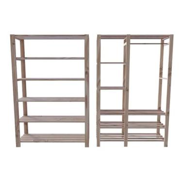 Imagem de Conjunto Cabideiro C/ Sapateira Lojas Pinus 190cm Vazado - Technox