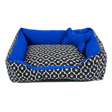 Imagem de Cama para Cachorro Grande 70X55 Com Zíper Estampa Patinha Azul - Lh En