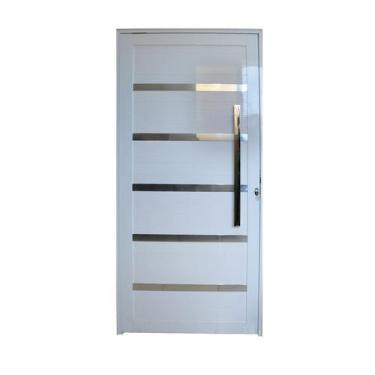 Imagem de Porta Pivotante de Alumínio Branco Com Friso e Puxador CMC Classic - L