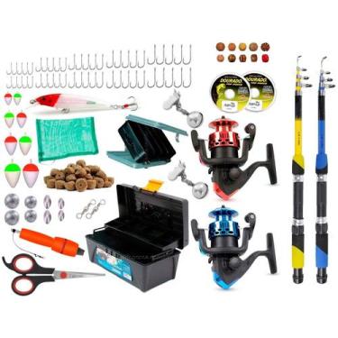 Imagem de Kit De Pesca Completo 2 Varas Telescópica 2 Molinetes + Caixa de Pesca