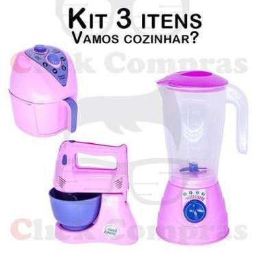 Imagem de Kit Infantil Air Fryer Batedeira Liquidificador 3pç - Altimar