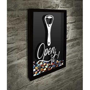 Imagem de Quadro Porta Tampinhas Open it - Quadro Novo, 26x36, Preto