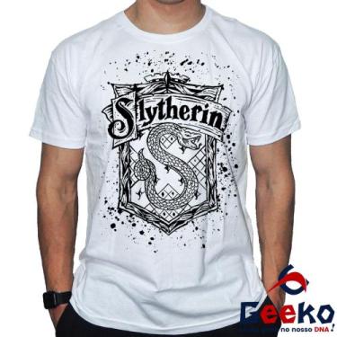 Imagem de Camiseta Sonserina 100% Algodão Harry Potter Slytherin Geeko, Branco g