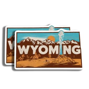 Imagem de Adesivos Wyoming State Shape - Escolha entre 50 Estados - 2 por pacote - Decalque impresso em látex - 12,7 cm - Adere a qualquer superfície plana lisa - Vinil para veículos, skates, caixas de