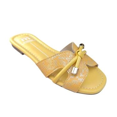 Imagem de Rasteira Feminino Moleca Napa Cobra Verniz Amarelo 5435.416 Tamanho:40;Cor:Amarelo;Gênero:Feminino