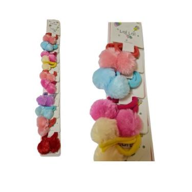 Imagem de Kit 40 Elásticos para cabelo pompom colorida Infantil - Lynx produções