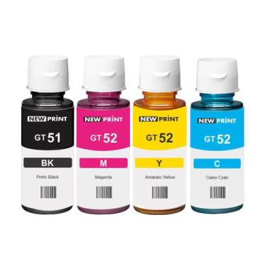 Imagem de Kit 4 Tinta Compatível Para Hp Gt51 Gt53 Gt52 Tanque De Tinta - New Pr