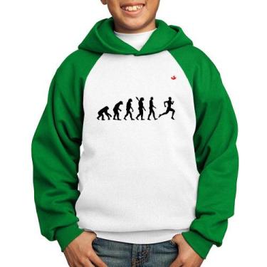 Imagem de Moletom Infantil Evolução do Corredor - Foca na Moda, Branco, Verde, 1