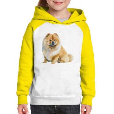 Imagem de Moletom Infantil Chow-chow - Foca na Moda, Branco, Amarelo, 6