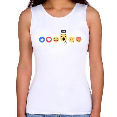 Imagem de Regata Feminina Reações Facebook Eita! - Foca na Moda, Branco, P