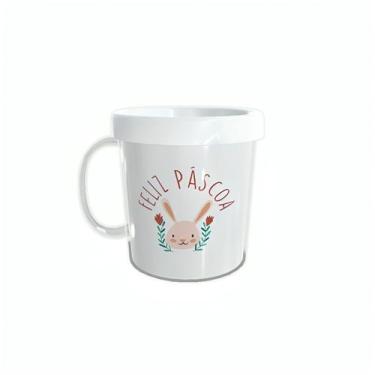 Imagem de Caneca Acrílica Rosqueável Personalizada - Coelho da Páscoa - Branco -