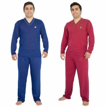Imagem de Kit 2 Pijama Longo Masculino Adulto Manga Longa Inverno - Prikéta Pija