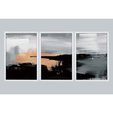 Imagem de Quadro Decorativo Triplo Abstrato Impactante Luxo - RSM Molduras, 20 x