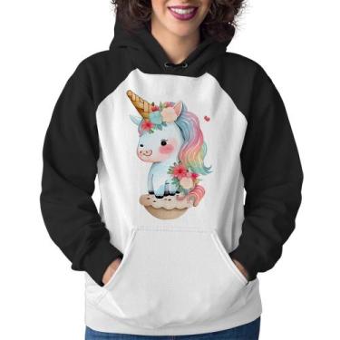Imagem de Moletom Feminino Unicórnio Bebê - Foca na Moda, Branco, Preto, P