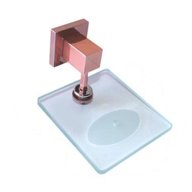 Imagem de Saboneteira Quadrus Rose Com Vidro Incolor - Montelar Acabamentos
