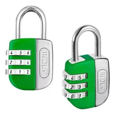 Imagem de Kit 2 Cadeado Segredo Colorido 25mm Armário Mochila Pequeno - PADO, Ve