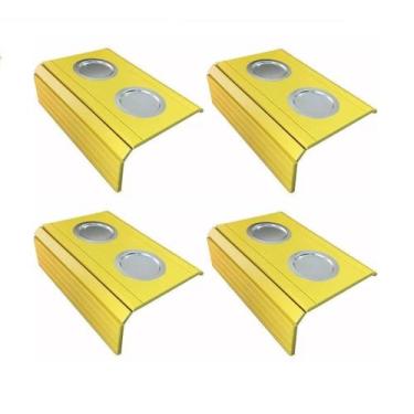 Imagem de Kit 04un Esteiras Para Braço De Sofá Com Porta Copos Alumínio Amarelo 