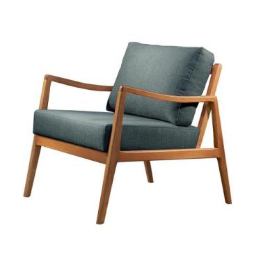 Imagem de Poltrona Giulia Luxo Madeira Maciça Castellar Móbile, Linho Azul