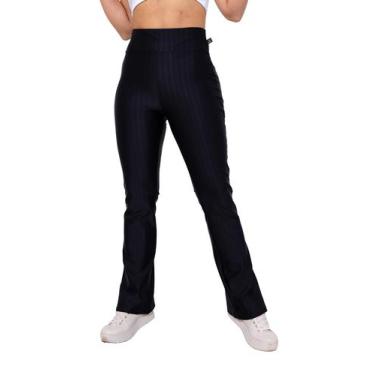Imagem de Calça Flare Bailarina Fitness 3d Poliamida Cintura Alta - ASHYC, Preto