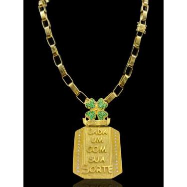 Imagem de Corrente Carti& 10mm Moeda antiga + Pingente Cada um com sua sorte - L