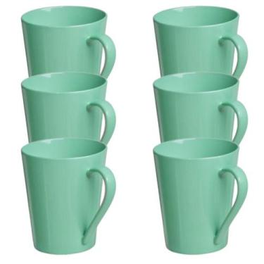 Imagem de Jogo 6 Canecas Tulipa Verde Café Chá Porcelana 250ml - COISAS PARA O L