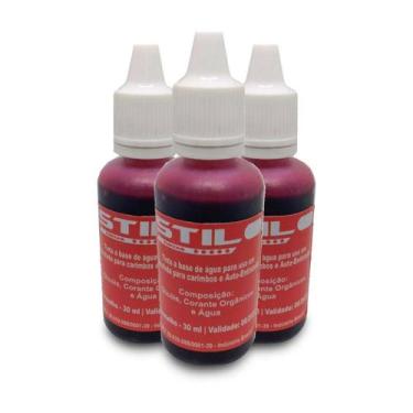 Imagem de Kit 3 Tintas De Carimbo Automático 30Ml Vermelho - Set Papelaria