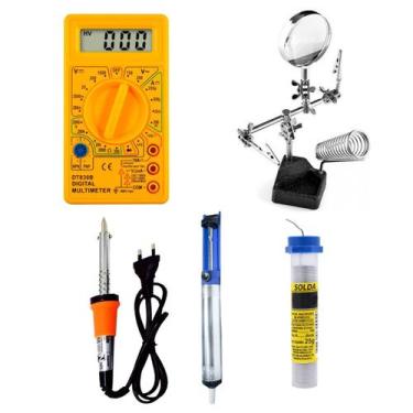 Imagem de 1419 - Multímetro, Ferro de Solda, Sugador, Estanho e Lupa de  Aumento