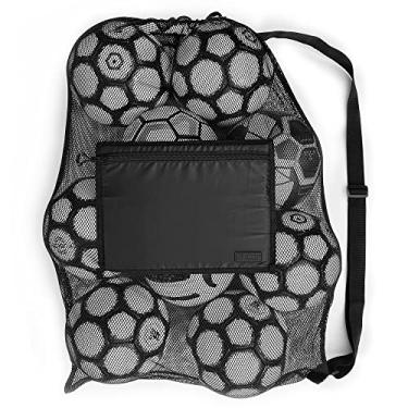 Imagem de Fitdom Bolsa De Malha Extra Grande Para Serviços Pesados. Melhor Para Bola De Futebol, Esportes Aquáticos, Pano De Praia, Equipamentos De Natação. Alça De Ombro Ajustável. Bolso Lateral Seguro