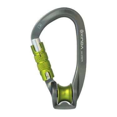 Imagem de Dynwave Mosquetão de polia de escalada em forma de D Mosquetão de travamento com equipamento de fecho de parafuso Mosquetão de travamento automático para