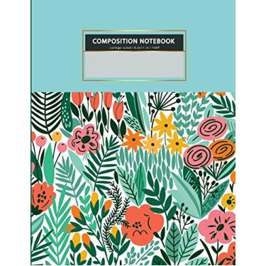 Imagem de College ruled COMPOSITION NOTEBOOK l 8.5x11 in l 100 P: Mint green tropical plant flower, writing note book for women, girls: 2